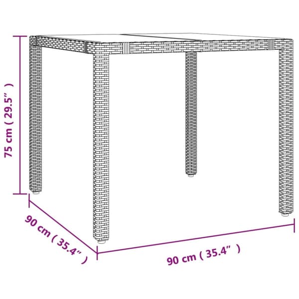 Havebord med glasbordplade polyrattan og hærdet glas beige - Havebord Med Glastop - Haveborde Med Glastoppe - Home & Living