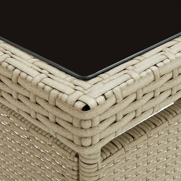 Udendørs spisebord polyrattan og glas beige - Spisebord - Spiseborde - Home & Living