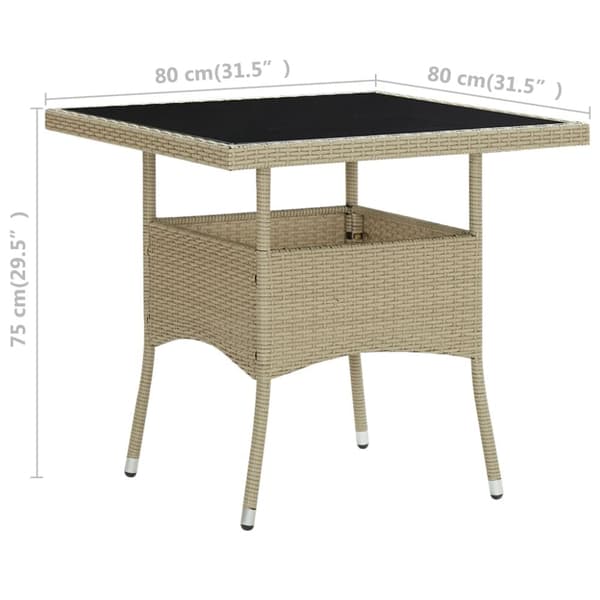Udendørs spisebord polyrattan og glas beige - Spisebord - Spiseborde - Home & Living