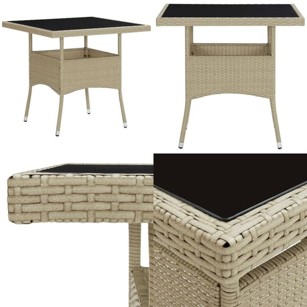 Udendørs spisebord polyrattan og glas beige - Spisebord - Spiseborde - Home & Living