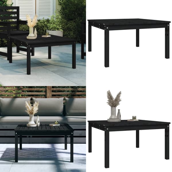 Havebord 82,5x82,5x45 cm massivt fyrretræ sort - Havebord - Haveborde - Home & Living