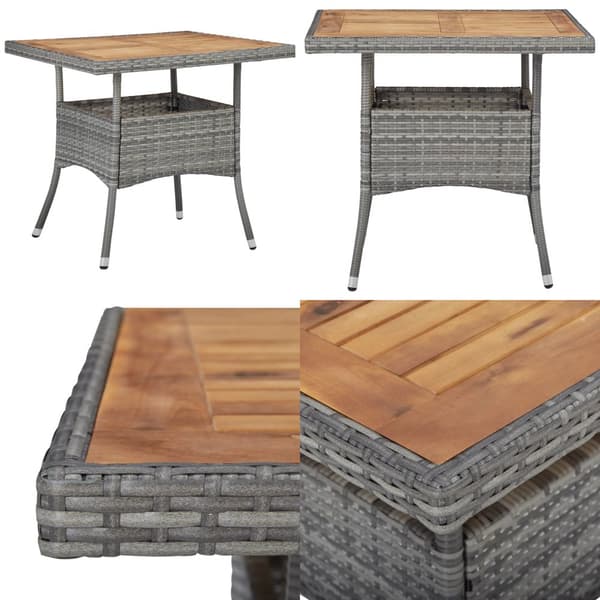 Udendørs spisebord polyrattan og massivt akacietræ grå - Spisebord - Spiseborde - Home & Living