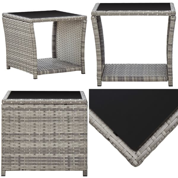 Soffbord grå 45x45x40 cm konstrotting och glas - Soffbord - Soff Bord - Home & Living