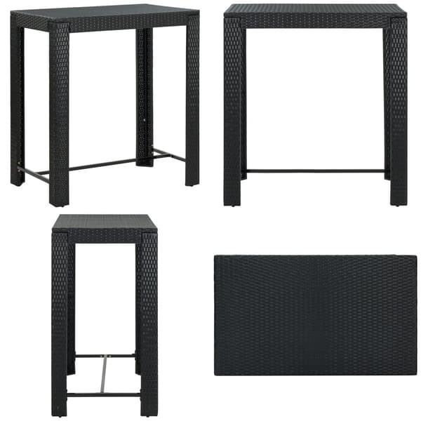 Puutarhan baaripöytä musta 100x60,5x110,5 cm polyrottinki - Baaripöytä - Baaripöydät - Home & Living