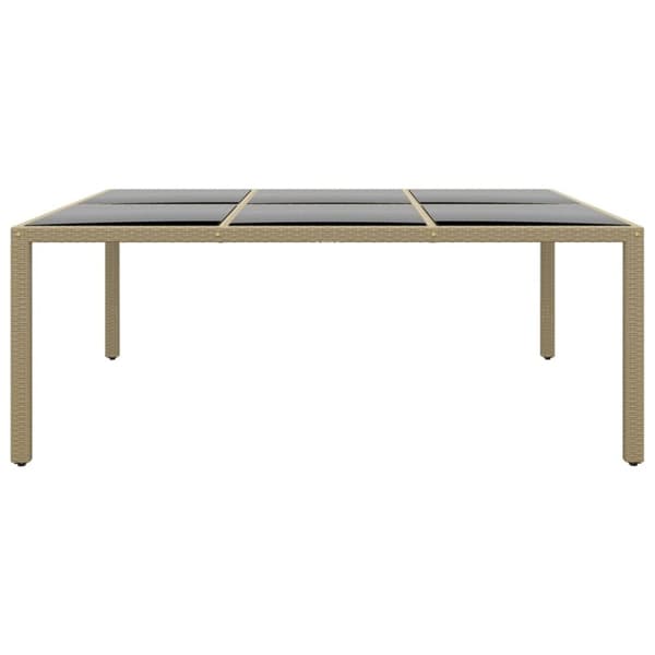 Utebord 200x150x75 cm härdat glas och konstrotting beige - Trädgårdsmatbord - Trädgårdsbord - Home & Living