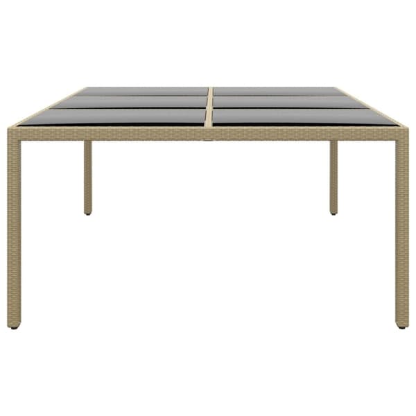 Utebord 200x150x75 cm härdat glas och konstrotting beige - Trädgårdsmatbord - Trädgårdsbord - Home & Living