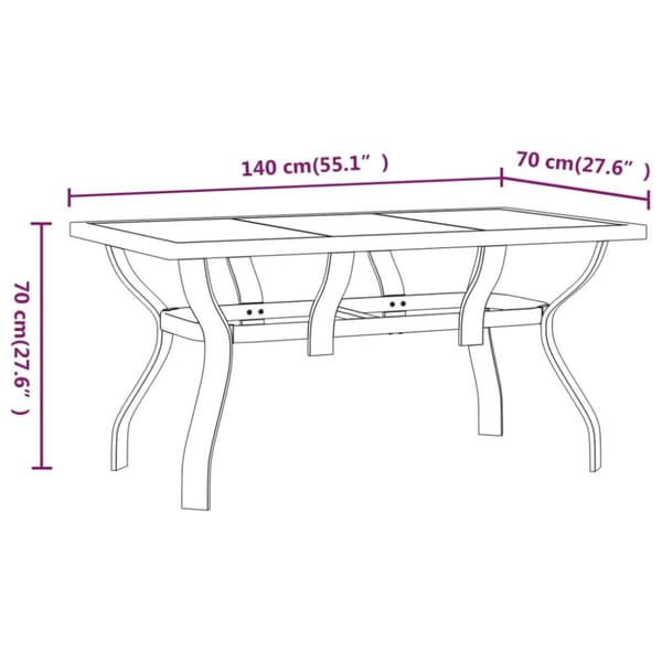 Puutarhapöytä ruskea ja musta 140x70x70 cm teräs ja lasi - Puutarhapöytä - Puutarhapöydät - Home & Living
