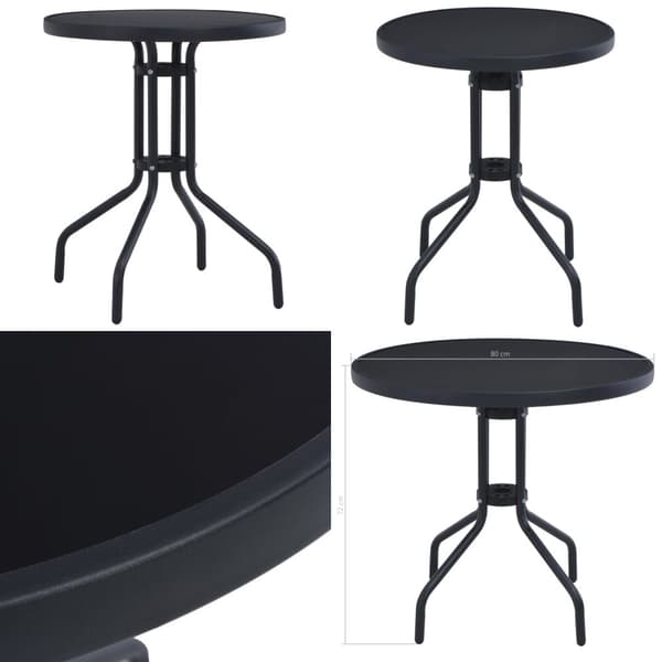 Trädgårdsbord svart 80 cm stål och glas - Trädgårdsbord - Bord - Home & Living