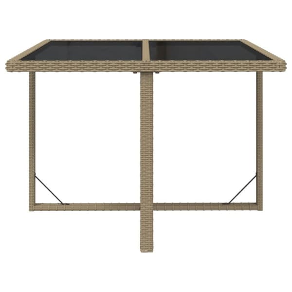 Havebord 109x107x74 cm polyrattan og glas beige - Havebord - Haveborde - Home & Living