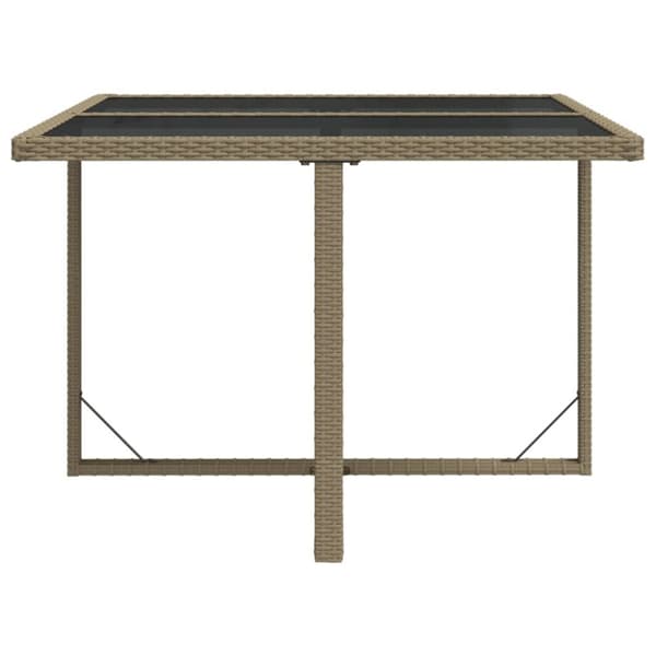 Havebord 109x107x74 cm polyrattan og glas beige - Havebord - Haveborde - Home & Living