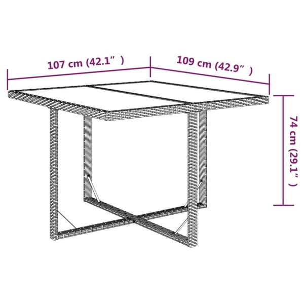 Havebord 109x107x74 cm polyrattan og glas beige - Havebord - Haveborde - Home & Living