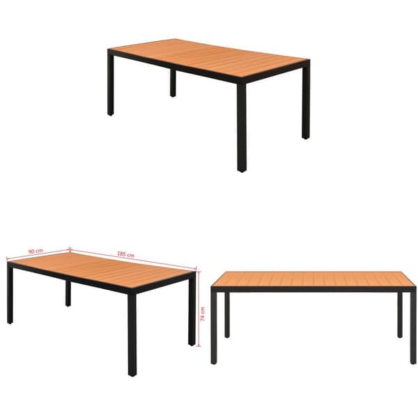 Havebord WPC aluminium 185 x 90 x 74 cm brun - Havespisebord - Havespiseborde - Home & Living