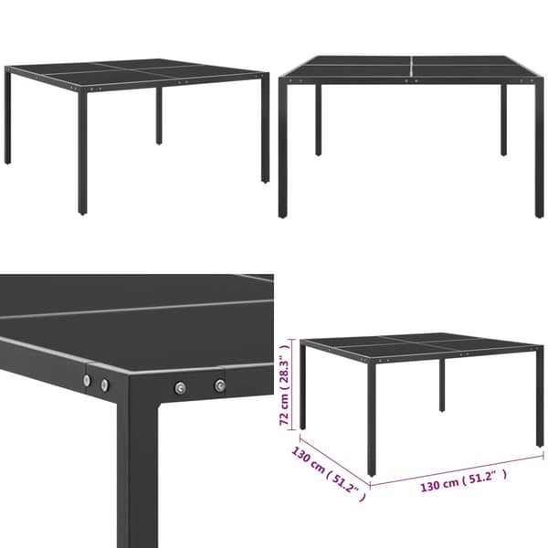 Havebord 130x130x72 cm stål og glas antracitgrå - Havebord - Haveborde - Home & Living