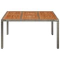 Pikkukuva 4 / 8: Puutarhapöytä puinen pöytälevy harmaa 150x90x75 cm polyrottinki - Puutarhakalusteet - Terassikalusteet - Home & Living
