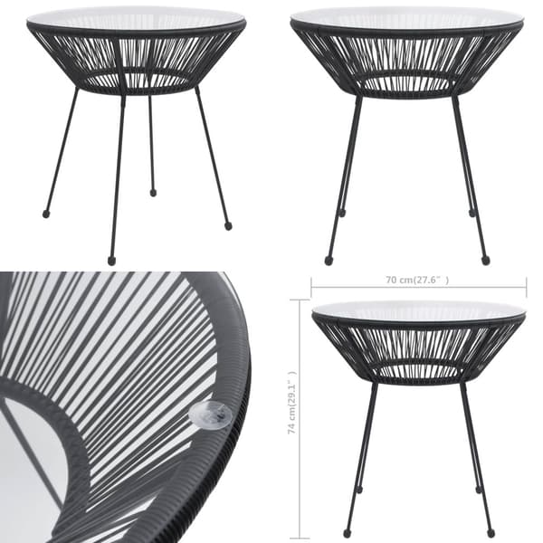 Puutarhan ruokapöytä musta Ø70x74 cm rottinki ja lasi - Puutarhan Ruokapöytä - Puutarhan Ruokapöydät - Home & Living