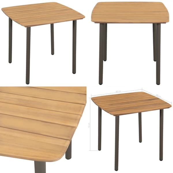 Havebord massivt akacietræ og stål 80 x 80 x 72 cm - Havebord - Haveborde - Home & Living