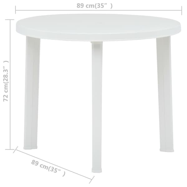 Puutarhapöytä valkoinen 89 cm muovi - Puutarhapöytä - Puutarhapöydät - Home & Living