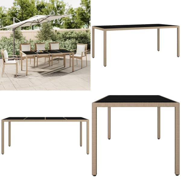 Havebord med glasbordplade polyrattan og hærdet glas beige - Havebord Med Glastop - Haveborde Med Glastoppe - Home & Living