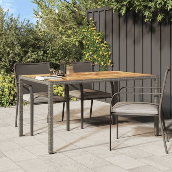Havebord 150x90x75 cm polyrattan og akacietræ grå - Havebord - Haveborde - Home & Living