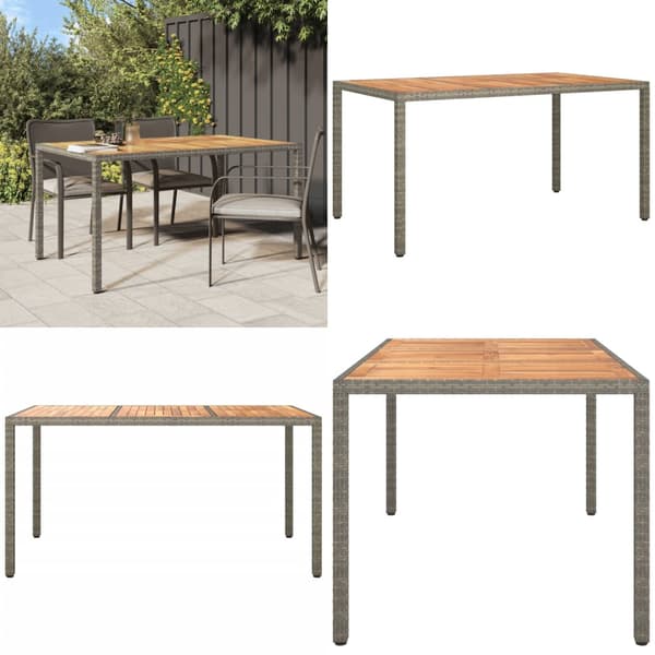 Havebord 150x90x75 cm polyrattan og akacietræ grå - Havebord - Haveborde - Home & Living