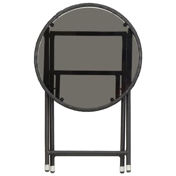 Tebord svart 60 cm konstrotting och härdat glas - Trädgård Bord - Trädgårdsbord - Home & Living