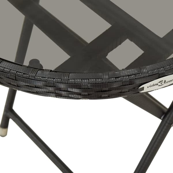 Tebord svart 60 cm konstrotting och härdat glas - Trädgård Bord - Trädgårdsbord - Home & Living