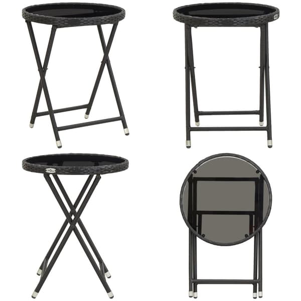 Tebord svart 60 cm konstrotting och härdat glas - Trädgård Bord - Trädgårdsbord - Home & Living