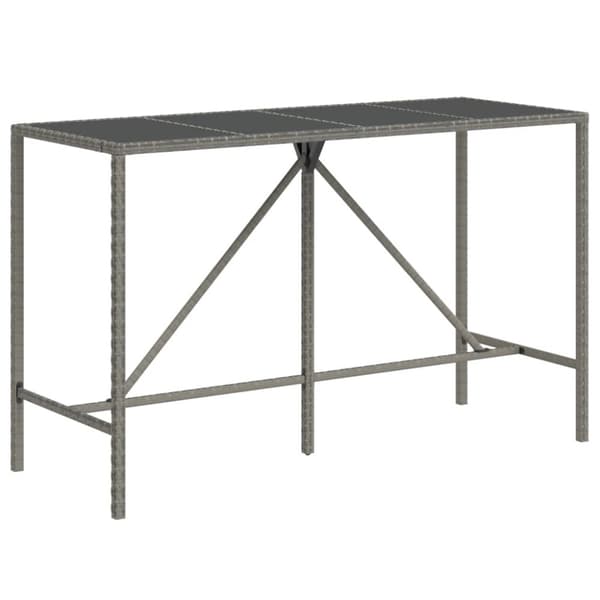 Barbord med glasplade 180x70x110 cm polyrattan grå - Barbord - Barborde - Home & Living