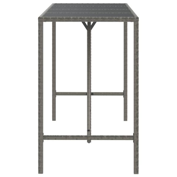 Barbord med glasplade 180x70x110 cm polyrattan grå - Barbord - Barborde - Home & Living