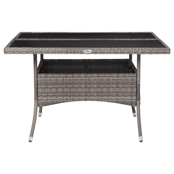Udendørs spisebord polyrattan og glas grå - Spisebord - Spiseborde - Home & Living