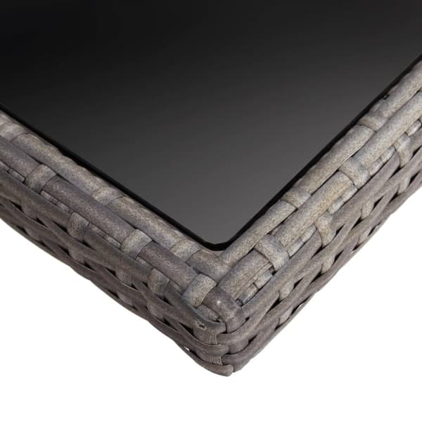 Udendørs spisebord polyrattan og glas grå - Spisebord - Spiseborde - Home & Living