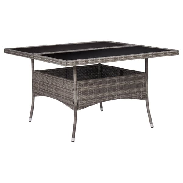 Udendørs spisebord polyrattan og glas grå - Spisebord - Spiseborde - Home & Living