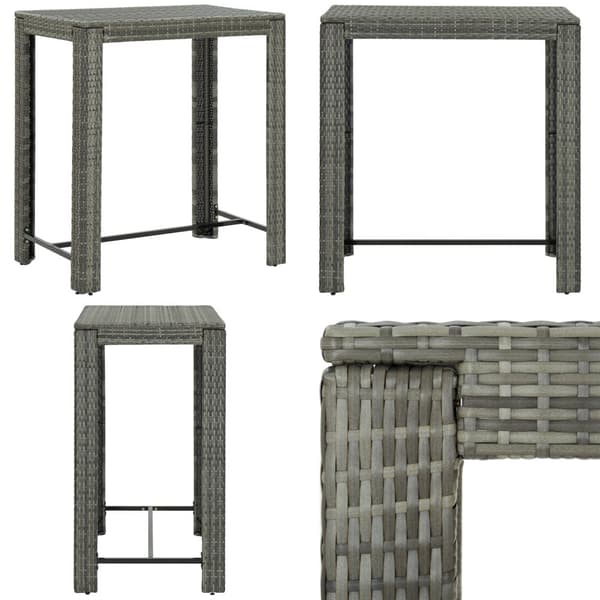 Puutarhan baaripöytä harmaa 100x60,5x110,5 cm polyrottinki - Baaripöytä - Baaripöydät - Home & Living