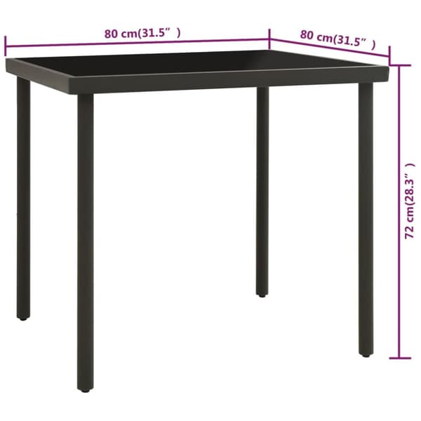 Havebord 80x80x72 cm glas og stål antracitgrå - Udendørs Spisebord - Udendørs Spiseborde - Home & Living