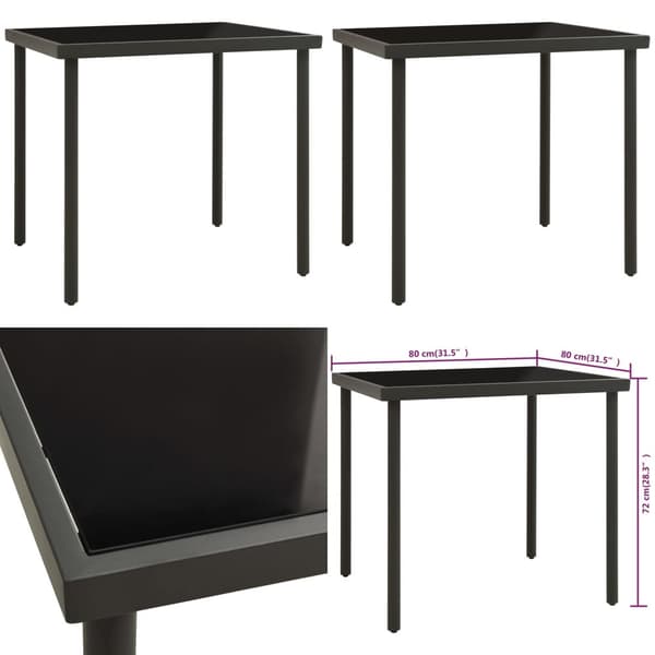 Havebord 80x80x72 cm glas og stål antracitgrå - Udendørs Spisebord - Udendørs Spiseborde - Home & Living