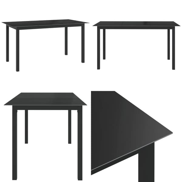 Puutarhapöytä musta 150x90x74 cm alumiini ja lasi - Puutarhapöytä - Puutarhapöydät - Home & Living
