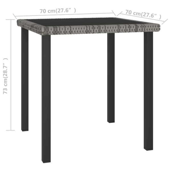 Puutarhan ruokapöytä harmaa 70x70x73 cm polyrottinki - Puutarhan Ruokapöytä - Puutarhan Ruokapöydät - Home & Living