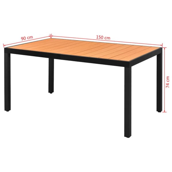 Havebord WPC aluminium 150 x 90 x 74 cm brun - Havespisebord - Havespiseborde - Home & Living