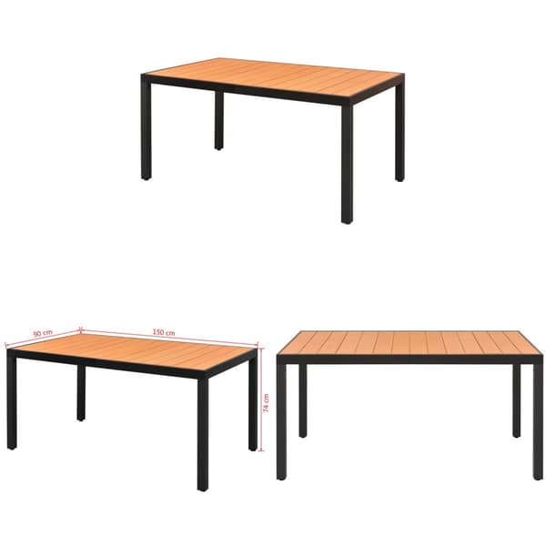Havebord WPC aluminium 150 x 90 x 74 cm brun - Havespisebord - Havespiseborde - Home & Living