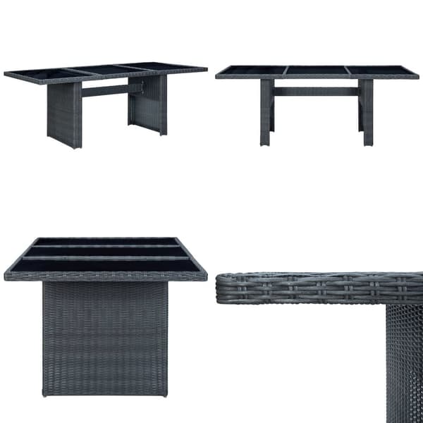 Havebord polyrattan og hærdet glas mørkegrå - Havebord - Haveborde - Home & Living