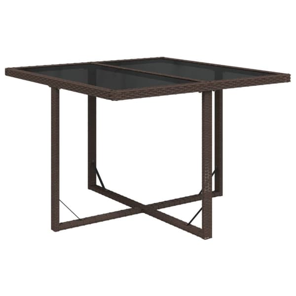 Havebord 109x107x74 cm polyrattan og glas brun - Havebord - Haveborde - Home & Living