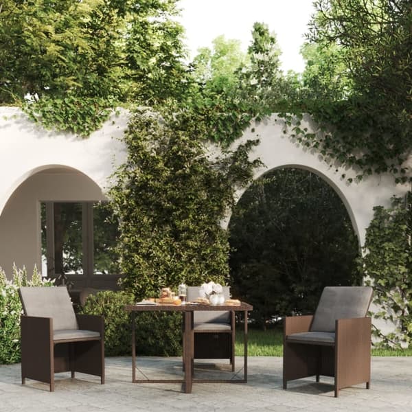 Havebord 109x107x74 cm polyrattan og glas brun - Havebord - Haveborde - Home & Living