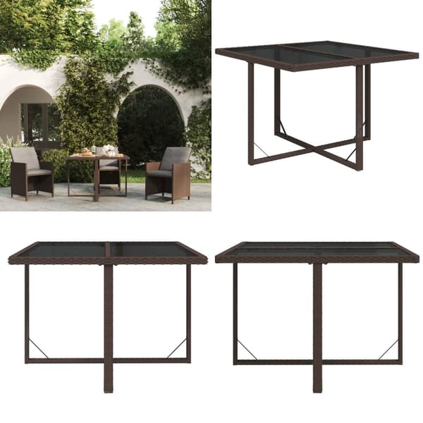 Havebord 109x107x74 cm polyrattan og glas brun - Havebord - Haveborde - Home & Living