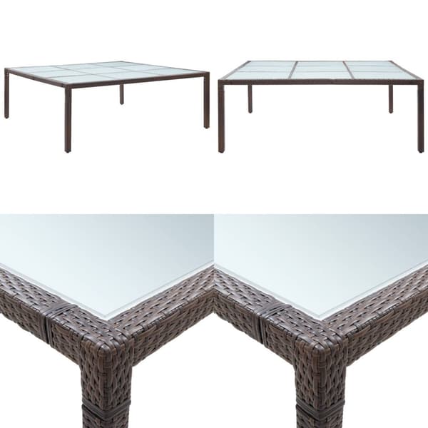 Havebord 200x200x74 cm polyrattan brun - Udendørs Spisebord - Udendørs Spiseborde - Home & Living