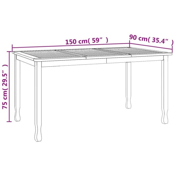 Havebord 150x90x75 cm massivt teaktræ - Spisebord - Spiseborde - Home & Living