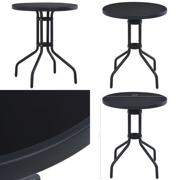 Havebord 60 cm stål og glas sort - Havebord - Haveborde - Home & Living