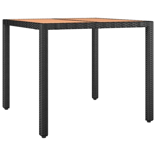 Trädgårdsbord svart konstrotting & massiv akacia - Trädgårdsbord Med Träskiva - Träbord - Home & Living