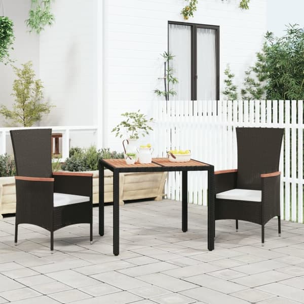 Trädgårdsbord svart konstrotting & massiv akacia - Trädgårdsbord Med Träskiva - Träbord - Home & Living