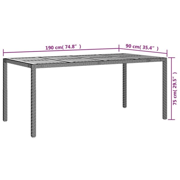 Havebord 190x90x75 cm polyrattan og akacietræ sort - Havebord - Haveborde - Home & Living