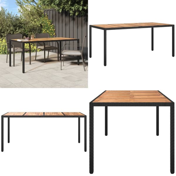 Havebord 190x90x75 cm polyrattan og akacietræ sort - Havebord - Haveborde - Home & Living